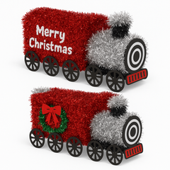 Festive 3D Tinsel Christmas Train Decoration