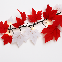 Festive Canada Day Maple Leaf String Lights