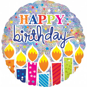 18-Inch Holographic "Happy Birthday" Foil Balloon