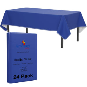 Dark Blue Flannel Backed Plastic Table Cover 54 In. x 108 In. | Case of 24 - 54 In. x 108 In.