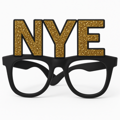 Gold Glitter "NYE" Glasses - Festive Eyewear for New Year's Eve