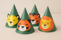 Wild Safari Cone Party Hats Multipack - Pack of 8