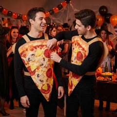Pizza Slice Costume Adult Tunic - Funny Halloween Food Costume with Photorealistic Print, Easy Slip-On One Size for Men - Adult One Size