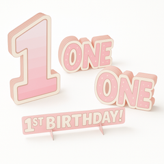 Pink "1st Birthday" Table Decorating Kit for Girls