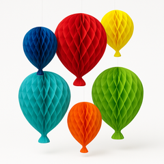 Rainbow Balloon Bash Honeycomb Hanging Decorations - 6 Pack