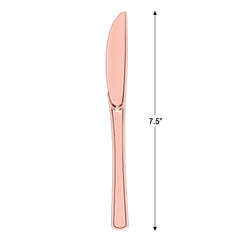 Exquisite Classic Rose Gold Plastic Knives - 9 in. | 120 Count