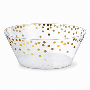 Elegant Gold Polka Dot Plastic Serving Bowl - 6.1 In.