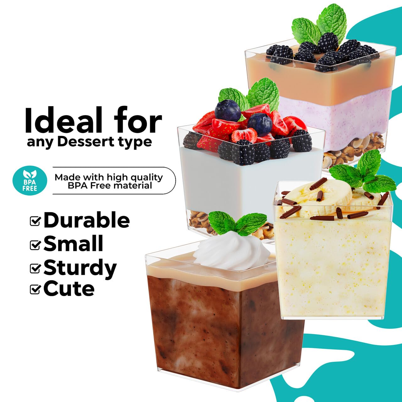 3.6 Oz. Clear Square Mousse Cups | 10 Count