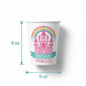 Princess Castle Birthday Paper Cups - 9oz