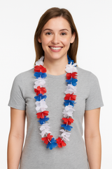 Patriotic Red, White, and Blue Leis - 6 Pack
