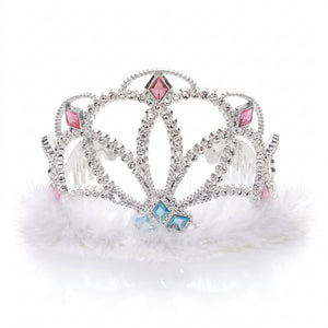 Sparkling Diamond Electronic Tiara with Marabou
