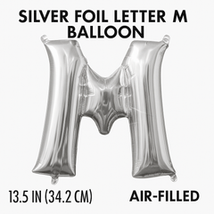 Silver Foil Letter "M" Balloon - Air Filled