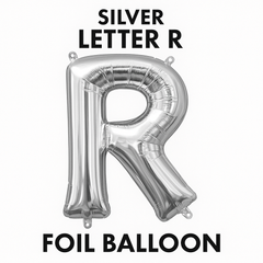 Silver Letter "R" Foil Balloon - Air Filled