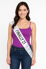 "Finally 21" Birthday Sash Multipack