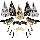 Amscan Elegant Eve 2026 New Year's Eve Decorations Party Supplies for 25, Includes Cone Hats and Tiaras