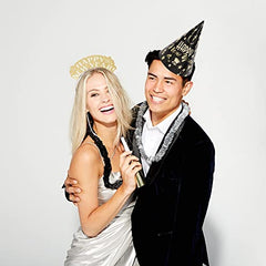 Amscan Elegant Eve 2026 New Year's Eve Decorations Party Supplies for 25, Includes Cone Hats and Tiaras