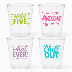 Awesome '80s Metallic Printed Plastic Cups, 10oz, 20 Pack
