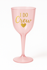 "I Do Crew" Pink Plastic Wine Glass - 7oz Bachelorette Party Essential