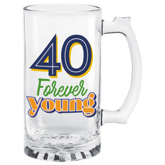 40th Birthday "Forever Young" Glass Tankard