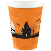 Vintage Halloween Printed Plastic Cups, 16oz, 25-Pack