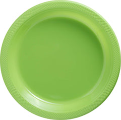 Kiwi Green Round Plastic Dinner Plates, 10.25", 20 Count