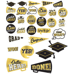Graduation Celebration Cutout Decorations - Mega Pack (30 Pieces)