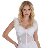 Women's White Angel Corset Top - L/XL Halloween Costume Accessory