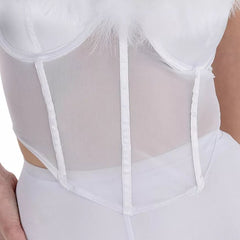 Women's White Angel Corset Top - L/XL Halloween Costume Accessory