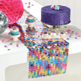 Sparkling Sequin Table Runner - Multicolored, Reusable, 13" x 6'