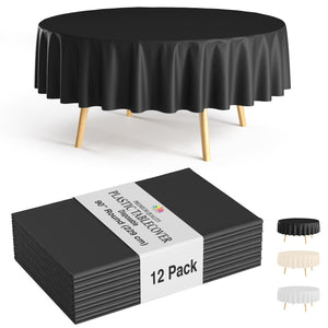 12pack Premium 90" Round Black Table Cover