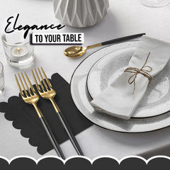 Black Scallop Beverage Napkins - 50 Ct.