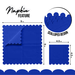 Dark Blue Scallop Beverage Napkins - 4.75 In. X 4.75 In. | 50 Ct.