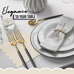 Ivory Scallop Beverage Napkins - 50 Ct.