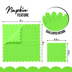 Lime Green Scallop Beverage Napkins - 50 Ct.