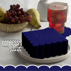 Dark Purple Scallop Beverage Napkins - 50 Ct.