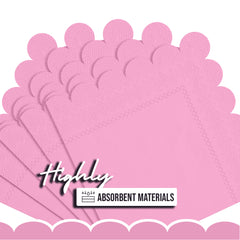Pink Scallop Beverage Napkins - 4.75 In. X 4.75 In. | 50 Ct.