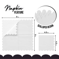White Scallop Beverage Napkins - 4.75 In. X 4.75 In. | 50 Ct.