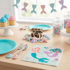 Enchanting Mermaid Birthday Lunch Napkins - 16 Pack - 6.5 In. X 6.5 In.