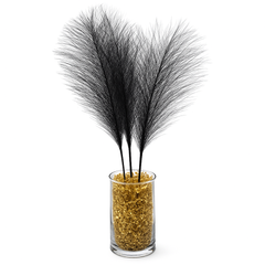 Elegant Black Faux Feather Centerpiece Set - 3 Pack