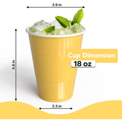 PMA - 18 Oz. Yellow Plastic Cups - 50 Ct.