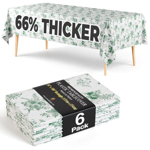6 Pack Verdure Green Floral 66% Thicker Premium Table Cover | 54 in. x 108 in.