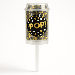 "Pop!" Metallic Confetti Poppers - Black, Gold & Silver, 2-Pack