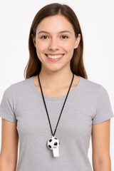 Soccer Ball Party Whistles with Lanyards, 8-Pack