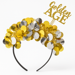 Golden Age Tinsel & Confetti Birthday Headband