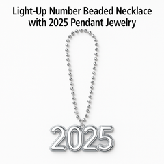 Light-Up "2025" Bead Necklace with LED Pendant for New Year's Eve