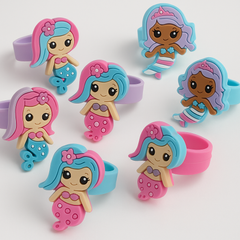 Colorful Mermaid Silicone Rings - 8 Pack