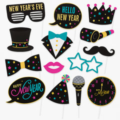 Starlight New Year's Eve Photo Booth Props - 14 Pack