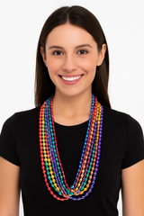 Black Metallic Bead Necklace, 30-Inch, 8-Pack