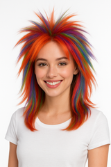 Vibrant Crazy Rainbow Wig - Team Spirit Costume Accessory