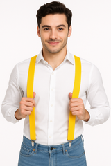 Bright Yellow Adjustable Suspenders - Classic Y-Back Style